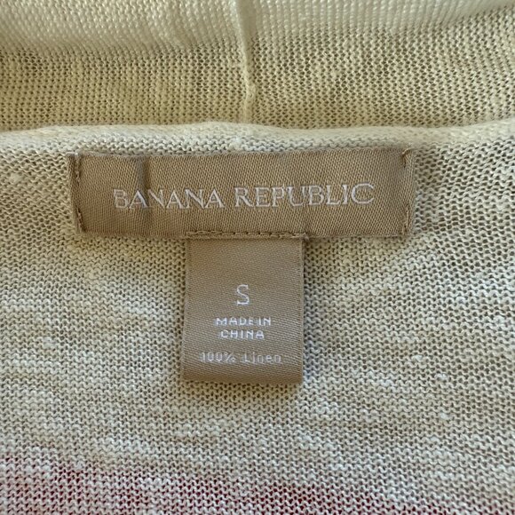 Banana Republic linen off white and orange stripe open cardigan women's size S - Picture 6 of 7